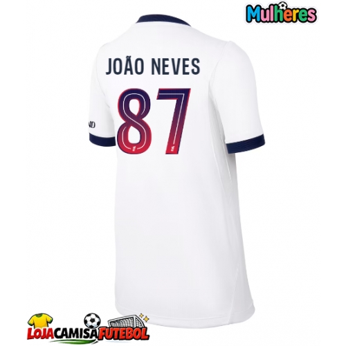 Camisa de Futebol Paris Saint-Germain Joao Neves #87 Equipamento Secundário Mulheres 2026-27 Manga Curta